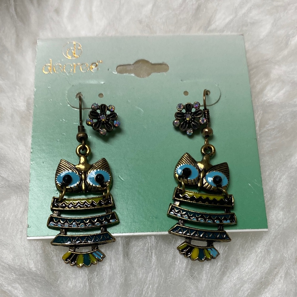 Decree Multicolor Owl Earrings